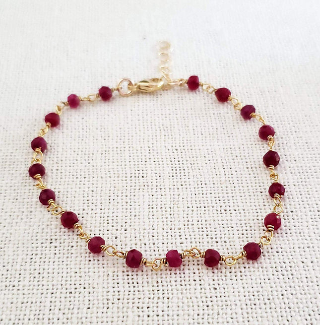 Dyed Ruby 14k Gold Filled Bracelet