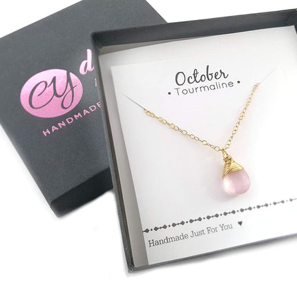 Classic Wire Wrapped Birthstone Briolette Necklace - Dainty Drop Necklace - Gold Necklace - Gemstone Briolette Necklace - Gift for Her