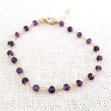 Amethyst Gemstone 14k Gold Filled Bracelet