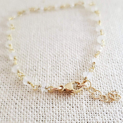 White Moonstone Gemstone 14k Gold Filled Bracelet