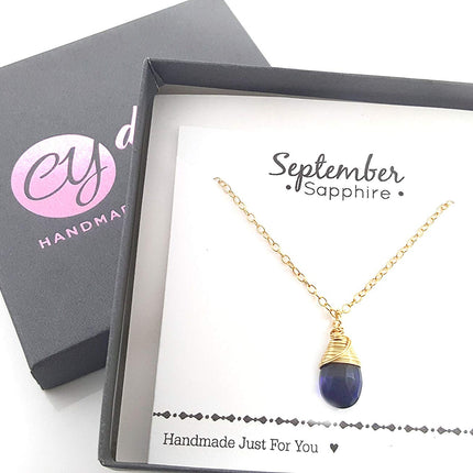 Classic Wire Wrapped Birthstone Briolette Necklace - Dainty Drop Necklace - Gold Necklace - Gemstone Briolette Necklace - Gift for Her
