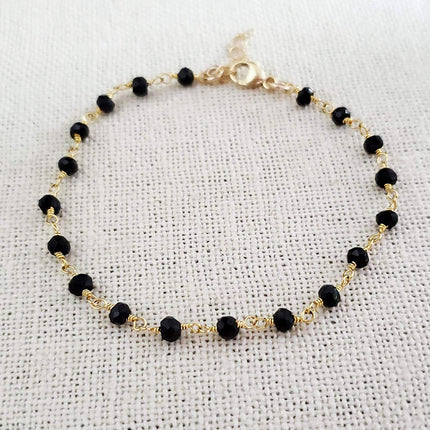 Black Spinel Gemstone 14k Gold Filled Bracelet