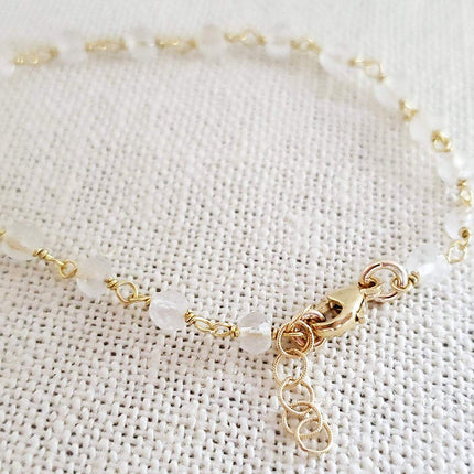 Clear Quartz Gemstone 14k Gold Filled Bracelet