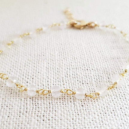Clear Quartz Gemstone 14k Gold Filled Bracelet