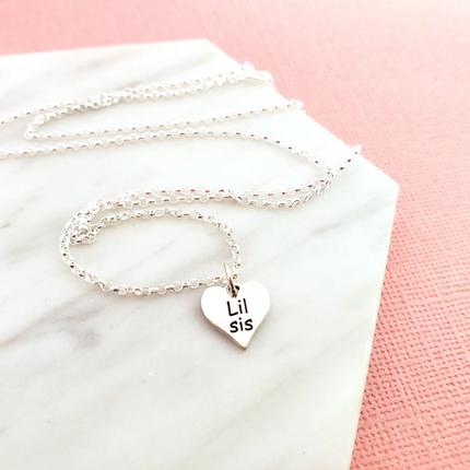 Lil Sis Heart Sterling Silver Necklace