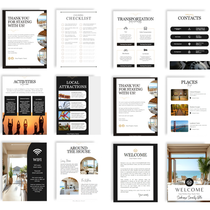 Editable Airbnb Welcome Booklet Template – 40 Pages of Customizable Guest Essentials