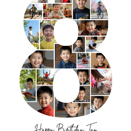 8th Birthday Photo Collage Canva Template – Editable Milestone Poster