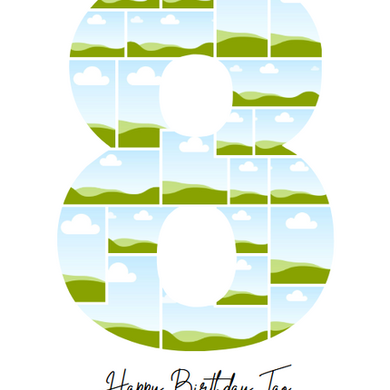 8th Birthday Photo Collage Canva Template – Editable Milestone Poster