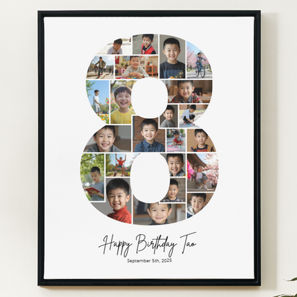 8th Birthday Photo Collage Canva Template – Editable Milestone Poster
