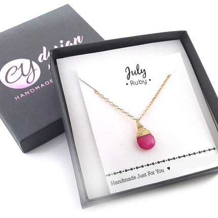 Classic Wire Wrapped Birthstone Briolette Necklace - Dainty Drop Necklace - Gold Necklace - Gemstone Briolette Necklace - Gift for Her