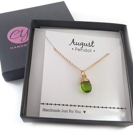 Classic Wire Wrapped Birthstone Briolette Necklace - Dainty Drop Necklace - Gold Necklace - Gemstone Briolette Necklace - Gift for Her