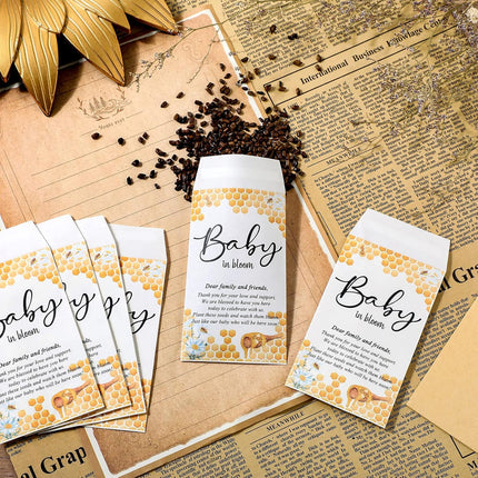 Baby in Bloom Bee Wildflower Seed Favors 25 Pack, Honeycomb Baby Shower Favors