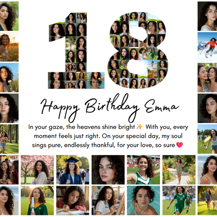 18th Birthday Photo Collage Canva Template – Customizable Milestone Keepsake