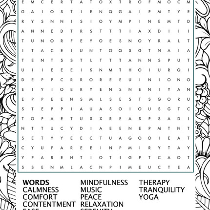 Anxiety Relief Word Search for Adults – Large Print & 1200 Words