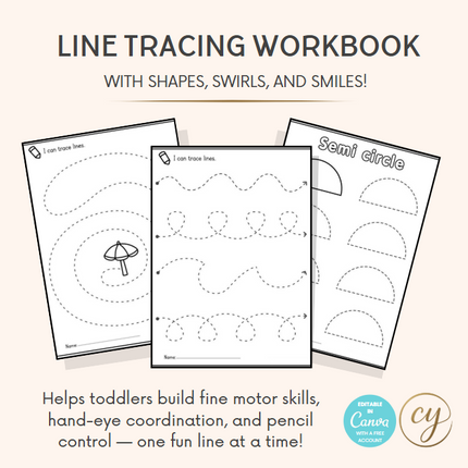 “I Can Trace!” – Fun & Easy Line Tracing Workbook for Toddlers (17 Pages) – Instant Download PDF
