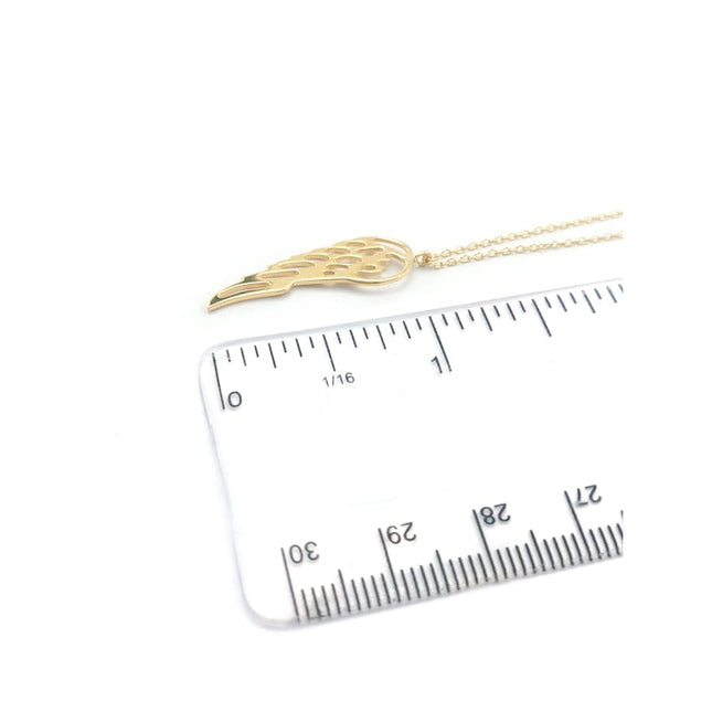 Large Gold Angel Wing Necklace – 18" Gold Filled Chain