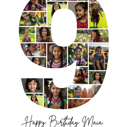 9th Birthday Milestone Photo Collage Template – Customizable Canva Design