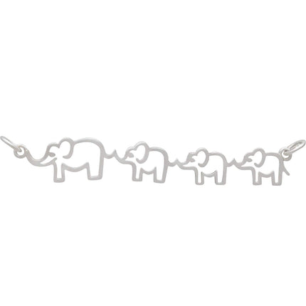 Mama Elephant and 3 Babies Necklace – Sterling Silver Family Pendant on 18" Chain