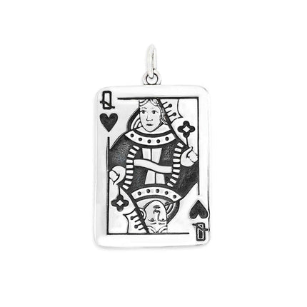 Queen of Hearts Sterling Silver Necklace – Playing Card Pendant on 18" Chain