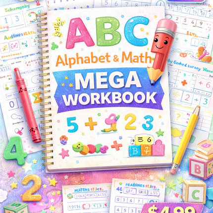 Alphabet + Math Mega Workbook | 156 Pages for Kindergarten Prep (Ages 4–5)