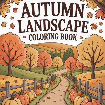 Autumn Landscapes Coloring Book – 150 Pages (Digital Download PDF)