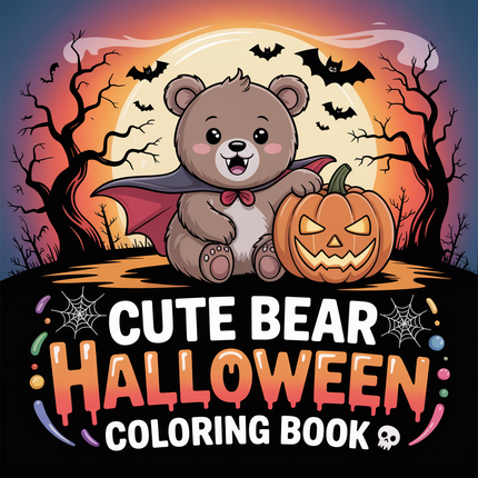 Cute Bear Halloween Coloring Book – Instant Download