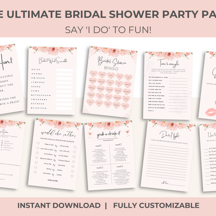 24 Printable & Editable Bridal Shower Games Bundle