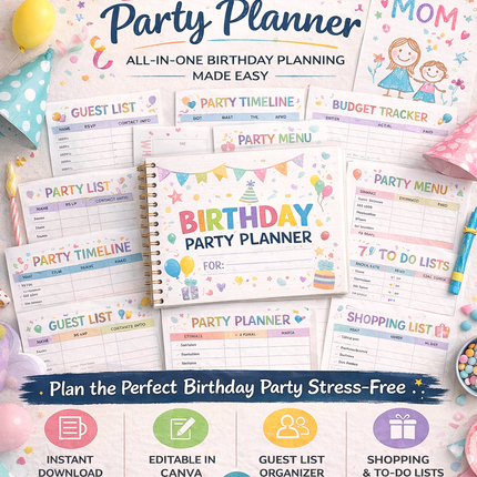 Birthday Party Planner | 30-Page Canva Template