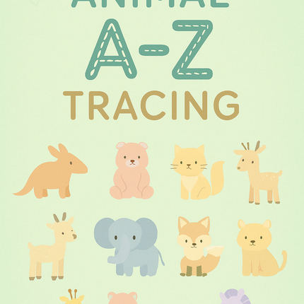 Animal A-Z Tracing Workbook Canva Template