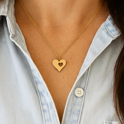 Heart Cutout Necklace – 18" Gold Filled Chain