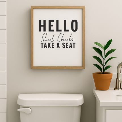 Hello Sweet Cheeks – Take a Seat Printable Bathroom Decor (Instant Download)