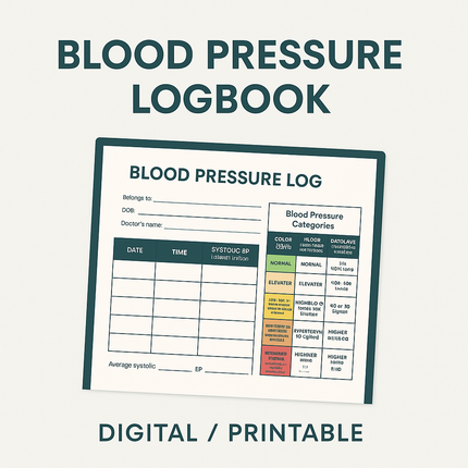 Digital Blood-Pressure Logbook – Printable Tracker PDF | Instant Download