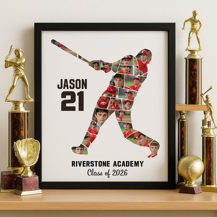 Baseball Player Photo Collage Canva Template – Customizable Memory Art