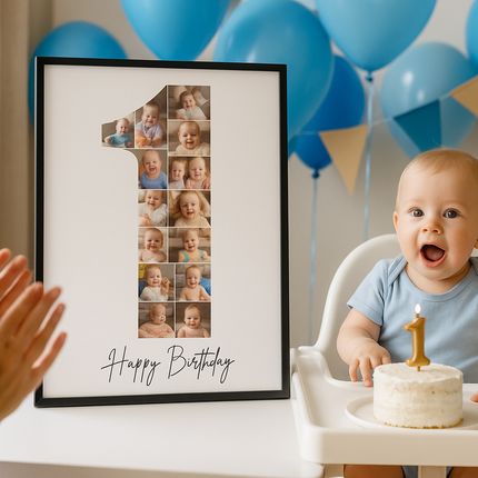 First Birthday Collage Template – Canva Photo Number 1 Printable