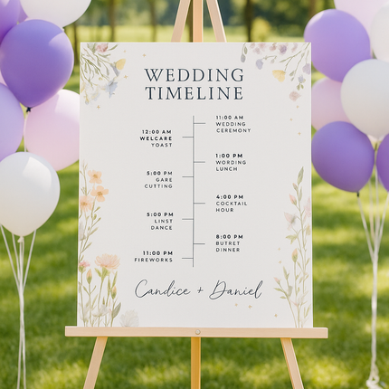 Editable Wedding Timeline Canva Template – Elegant Floral Design