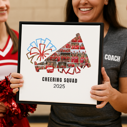 Cheerleading Squad Photo Collage Template – Customizable Canva Design