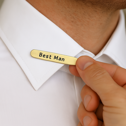 Personalized Brass Collar Stays – Best Man & Groomsmen Wedding Gift with Hand Stamped Date