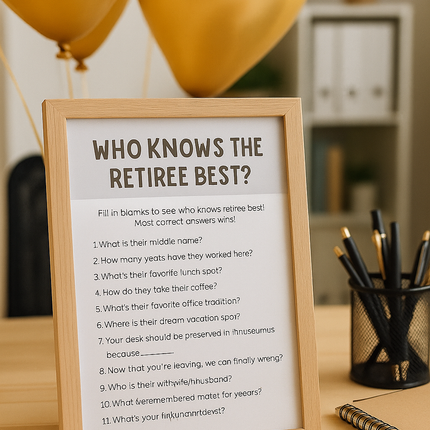 Retirement Party Game Pack – Printable PDF with Fun Icebreakers, Trivia & Toasts