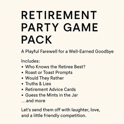 Retirement Party Game Pack – Printable PDF with Fun Icebreakers, Trivia & Toasts