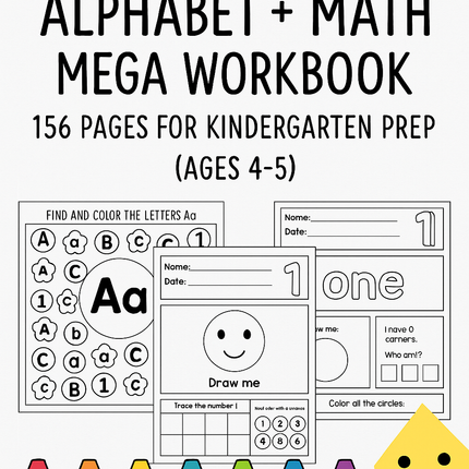 Alphabet + Math Mega Workbook | 156 Pages for Kindergarten Prep (Ages 4–5)