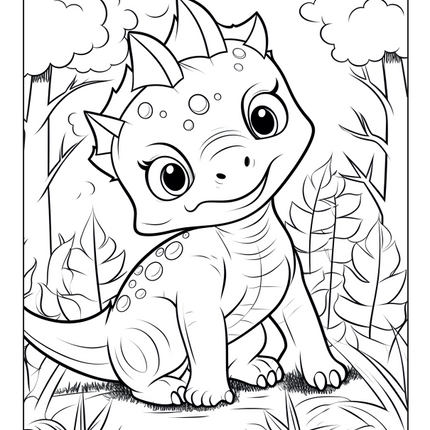50 Cute Dinosaur Coloring Pages – Instant Download PDF