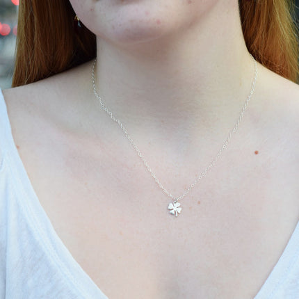 Four Leaf Clover Charm Necklace - Sterling Silver Jewelry