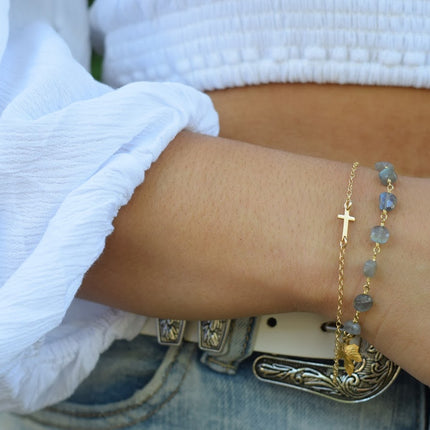 Labradorite Gold Leaf Bracelet