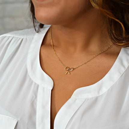 Thank You For Helping Me Tie The Knot - Gold Bow Necklace - Bridesmaid Necklace