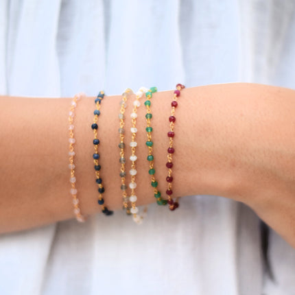 White Moonstone Gemstone 14k Gold Filled Bracelet