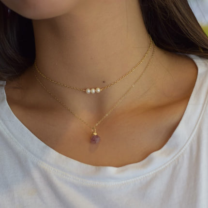 Tiny Trio Freshwater Pearl Necklace – Sterling Silver or 14k Gold Filled