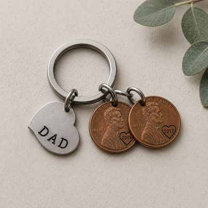 Personalized Dad Penny Keychain