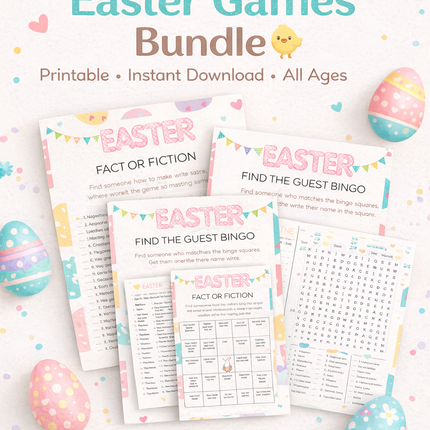 Easter Game Bundle (21 Games) – Printable Party Pack for Kids & Adults | Instant Download