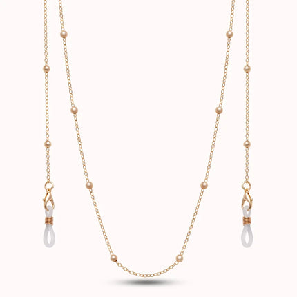 Gold Beaded Eyewear Chain – 18K Gold Plated Glasses & Sunglasses Chain