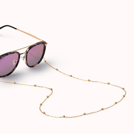 Gold Beaded Eyewear Chain – 18K Gold Plated Glasses & Sunglasses Chain